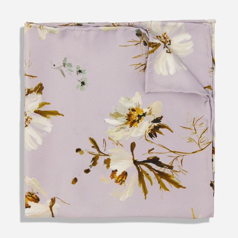 Kelly Ventura x The Tie Bar Petal Palette Floral Lavender Pocket Square