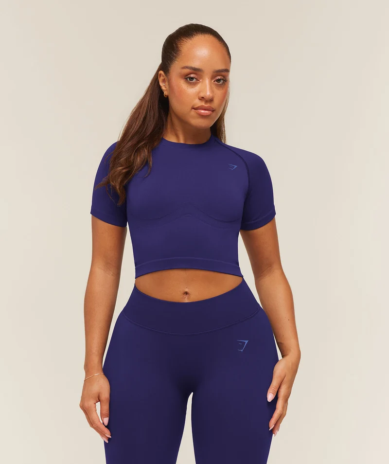 Gymshark Lift Seamless Short Sleeve Top - Indigo Purple