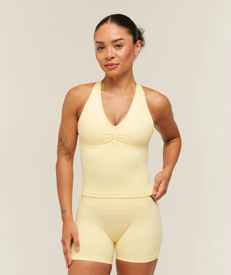Gymshark Lift Seamless Tank with Shelf - Butter Yellow
