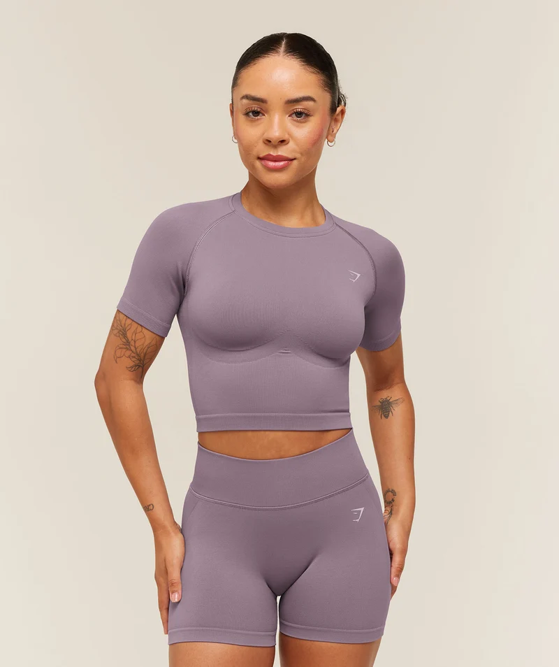 Gymshark Lift Seamless Short Sleeve Top - Dusk Purple