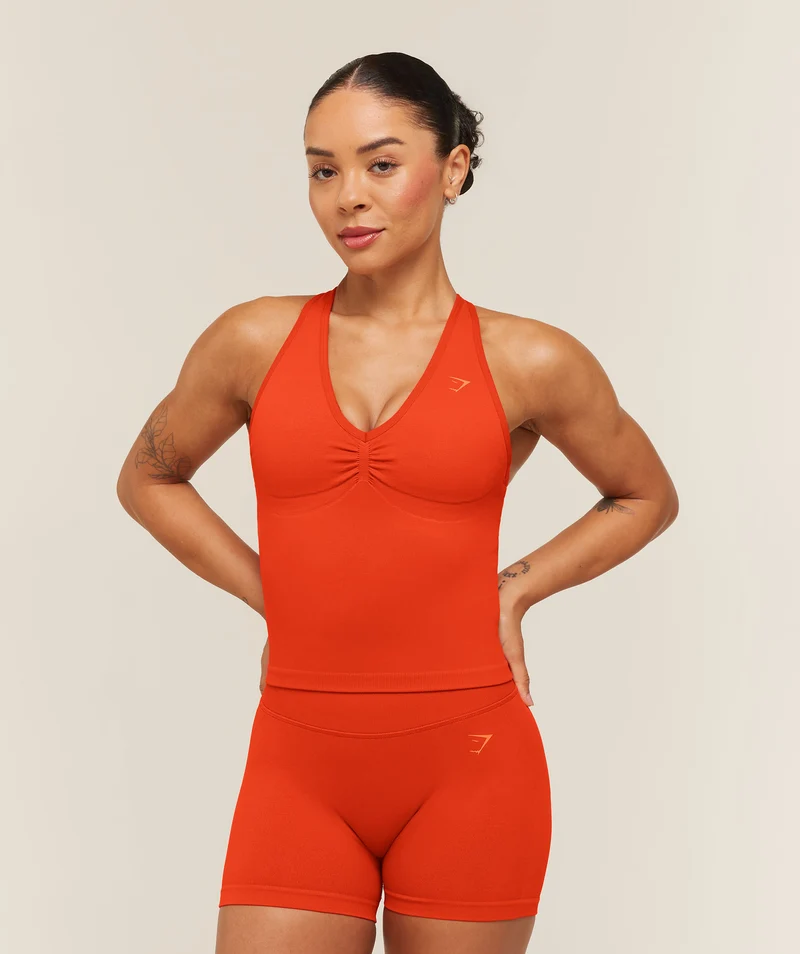 Gymshark Lift Seamless Tank with Shelf - Bold Orange