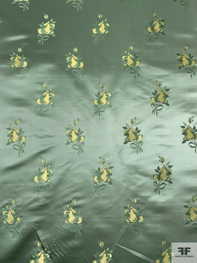 Floral Chinese Brocade - Mossy Sage / Gold