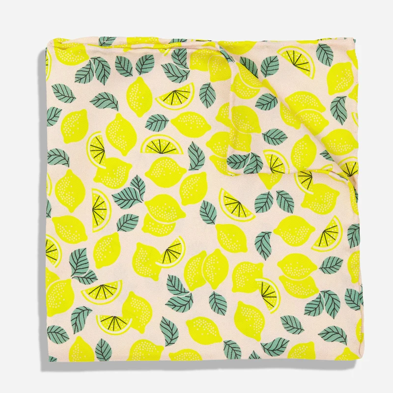 Bikini Sous La Pluie x The Tie Bar Fresh Picked Lemon Pale Pink Pocket Square