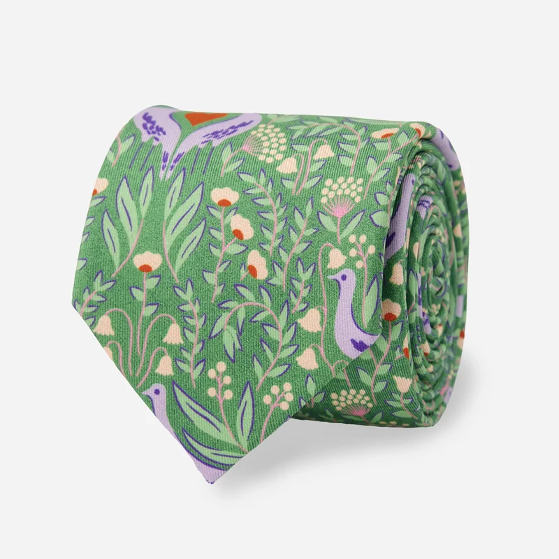 Bikini Sous La Pluie x The Tie Bar Love Birds Green Tie