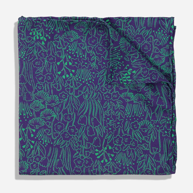 Bikini Sous La Pluie x The Tie Bar Twilight Floral Navy Pocket Square