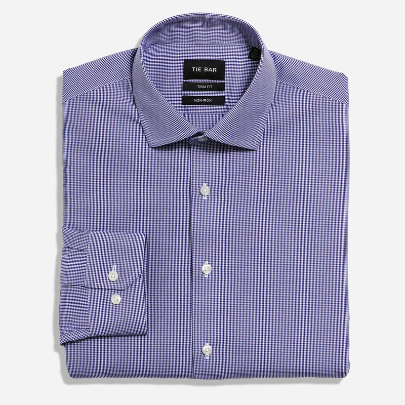 Pinpoint Micro Gingham Navy Non-Iron Dress Shirt