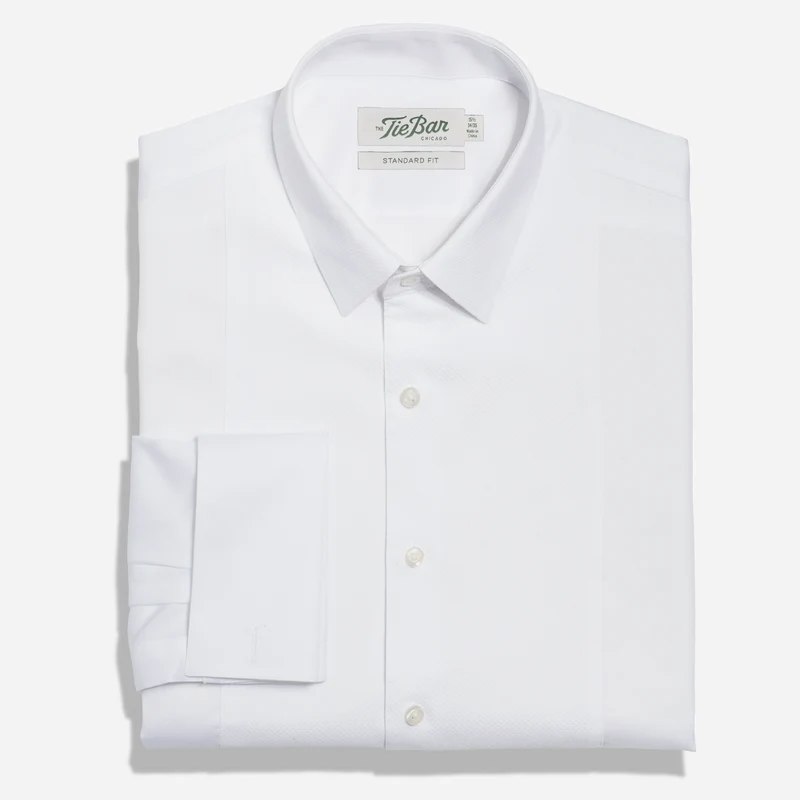Herringbone Tuxedo White Pique Bib Dress Shirt