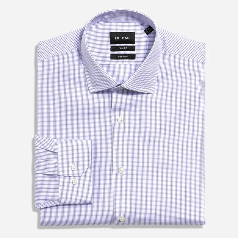 Pinpoint Box Check Blue Non-Iron Dress Shirt