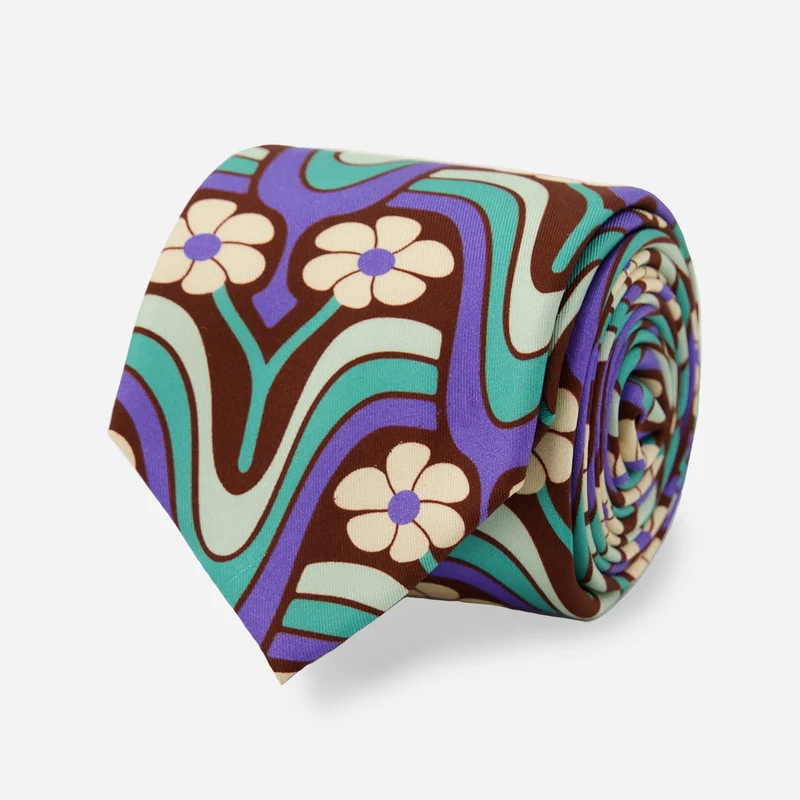 Elizabeth Olwen x The Tie Bar Daisy Up Floral Purple Tie