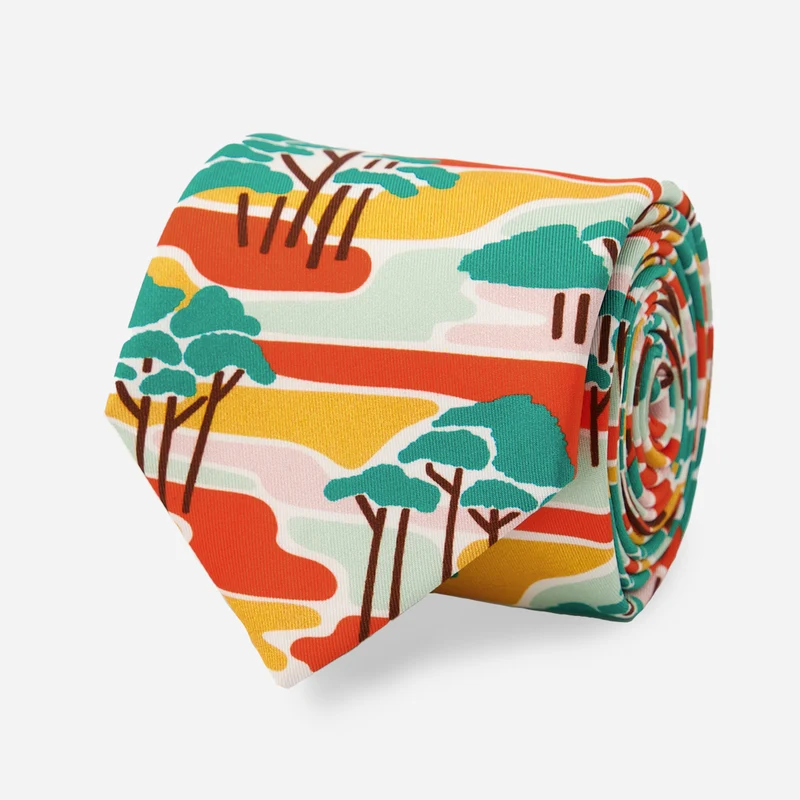 Elizabeth Olwen x The Tie Bar Mellow Meadow Orange Tie
