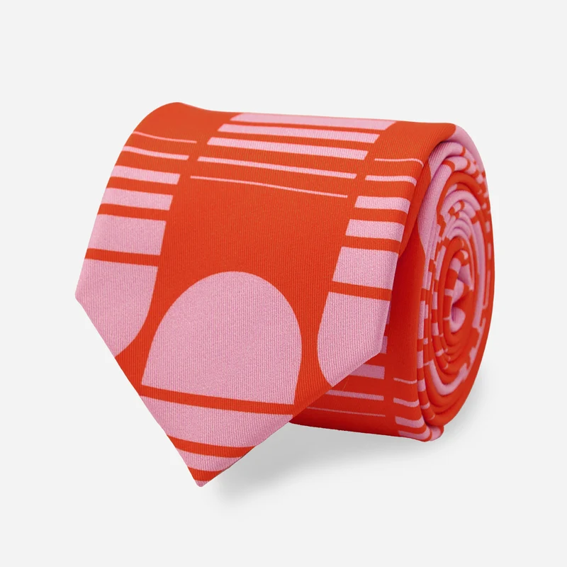 Elizabeth Olwen x The Tie Bar Semi Stripe Orange Tie