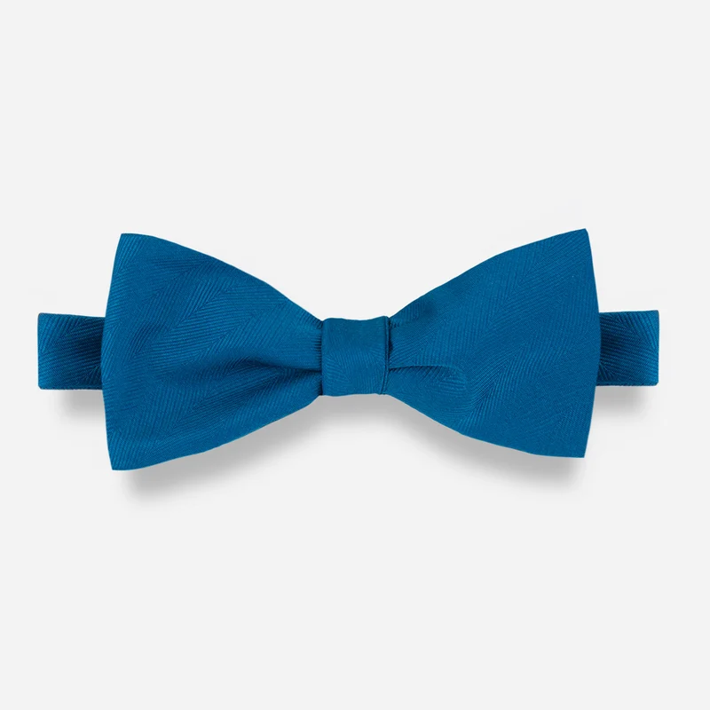 Herringbone Vow Teal Bow Tie