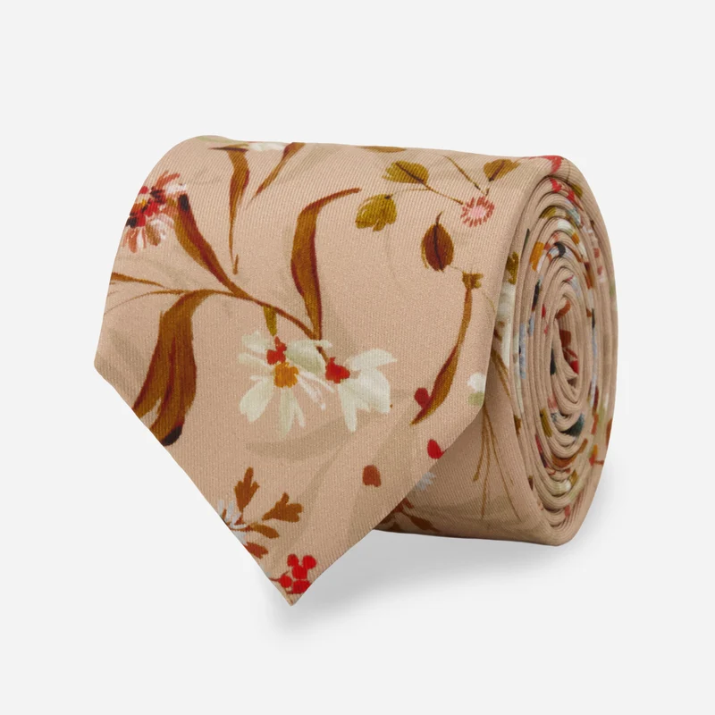 Kelly Ventura x The Tie Bar Eden Floral Blush Pink Tie