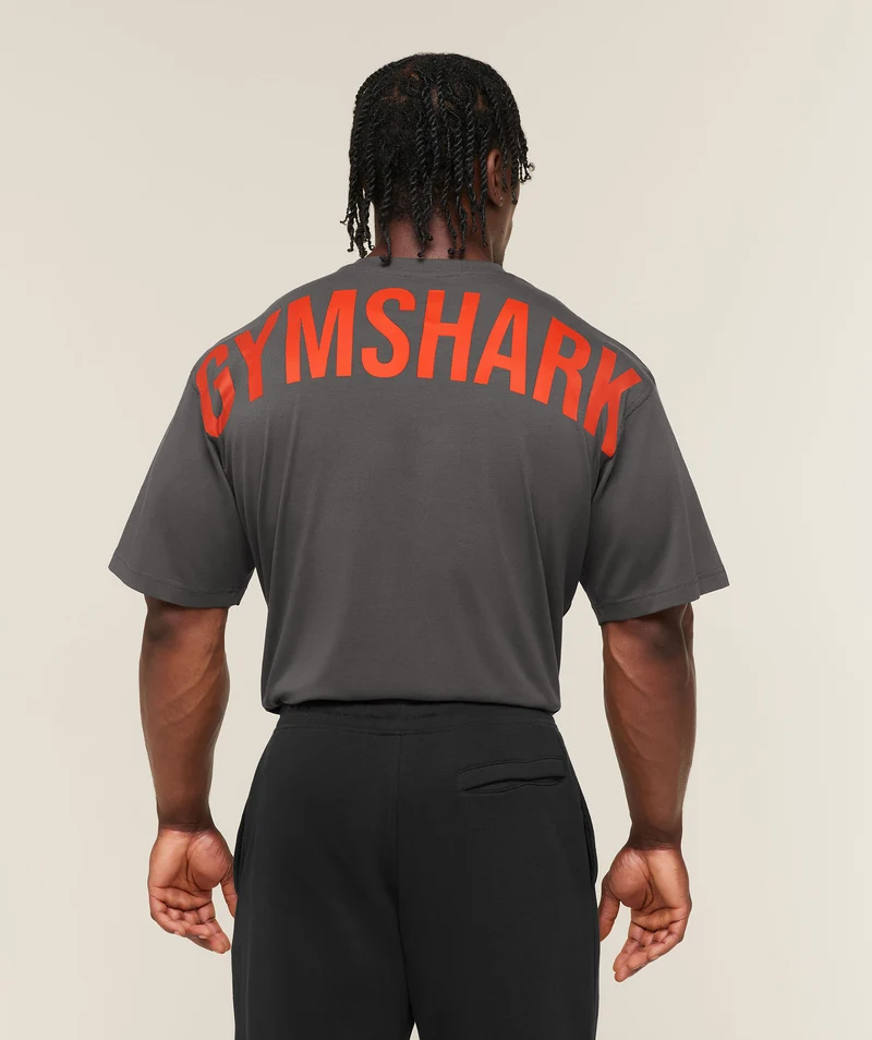 Gymshark Power T-Shirt - Onyx Grey/Bold Orange