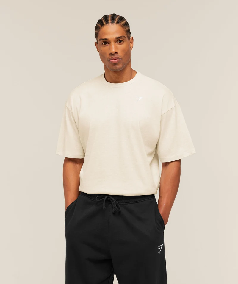Gymshark Crest Oversized T-Shirt - Bros Chalk Marl
