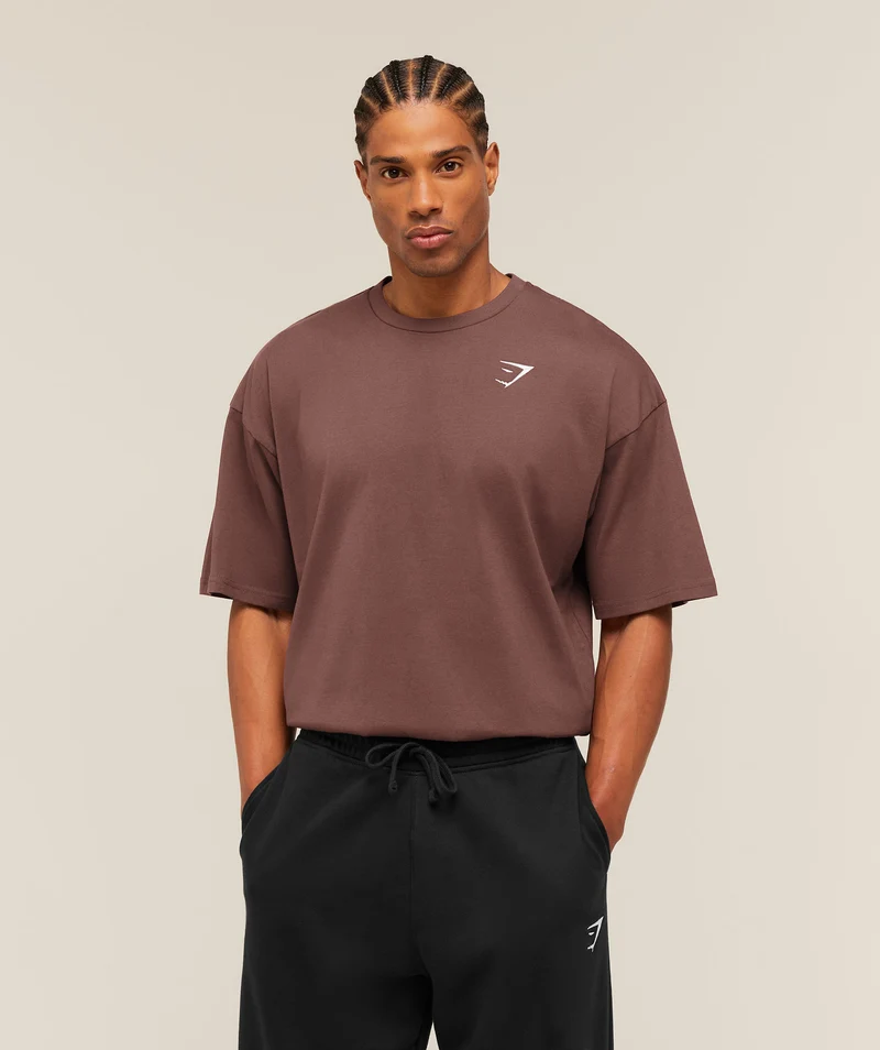 Gymshark Crest Oversized T-Shirt - Espresso Brown