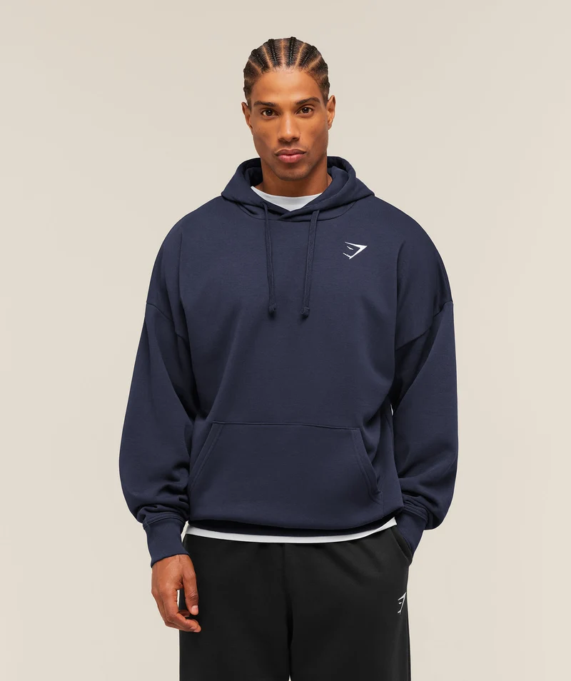 Gymshark Crest Oversized Hoodie - Heavy Blue