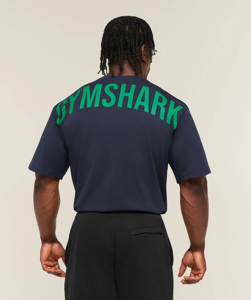 Gymshark Power T-Shirt - Heavy Blue/Track Green