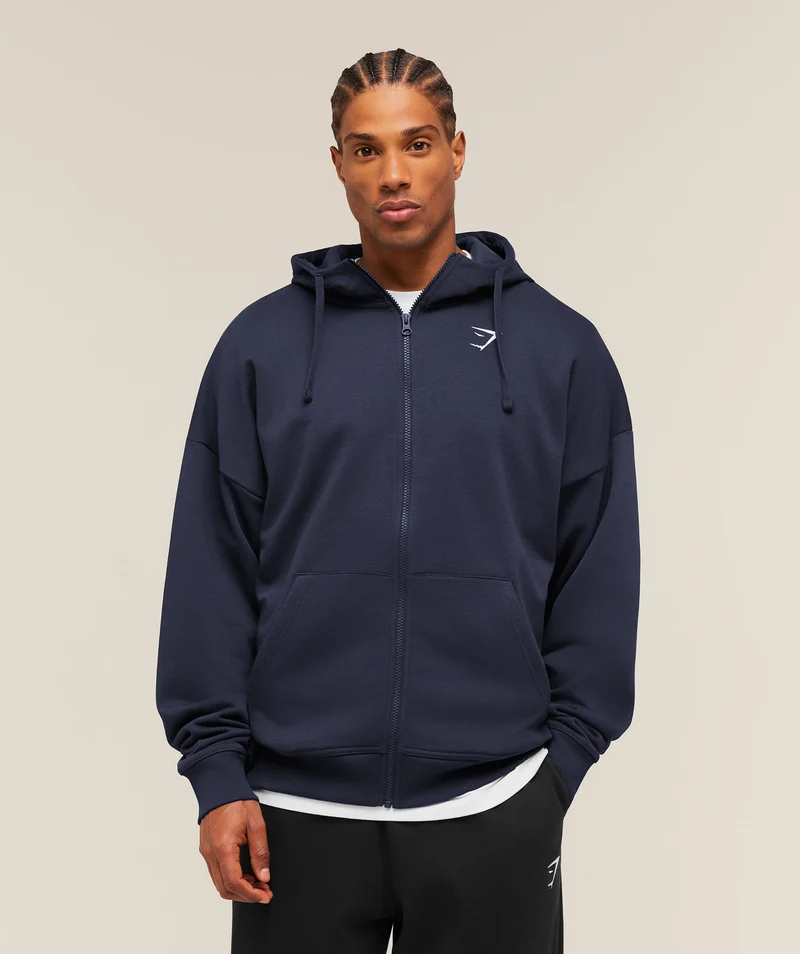 Gymshark Essential Oversized Zip Up Hoodie - Heavy Blue