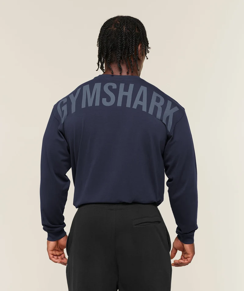 Gymshark Power Long Sleeve T-Shirt - Heavy Blue/Shadow Blue