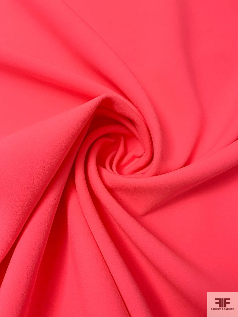 Solid Fused Double Crepe - Neon Coral