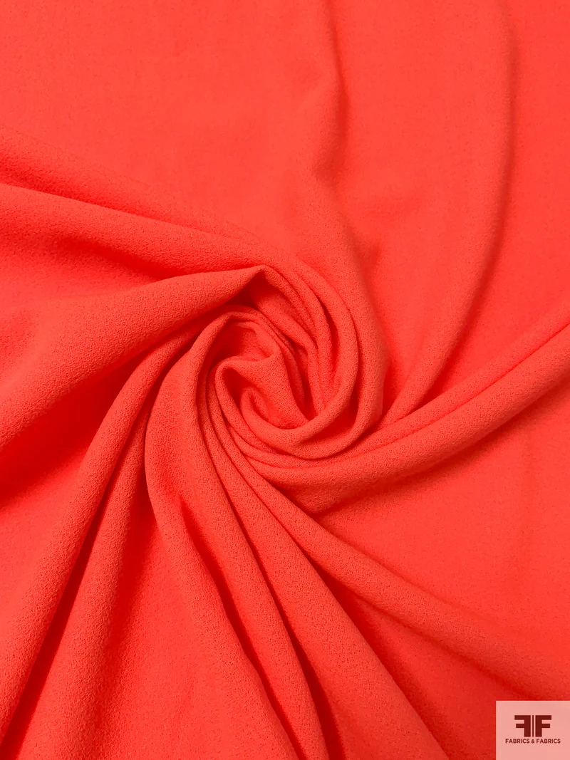 Italian Solid Wool Crepe - Hot Orange