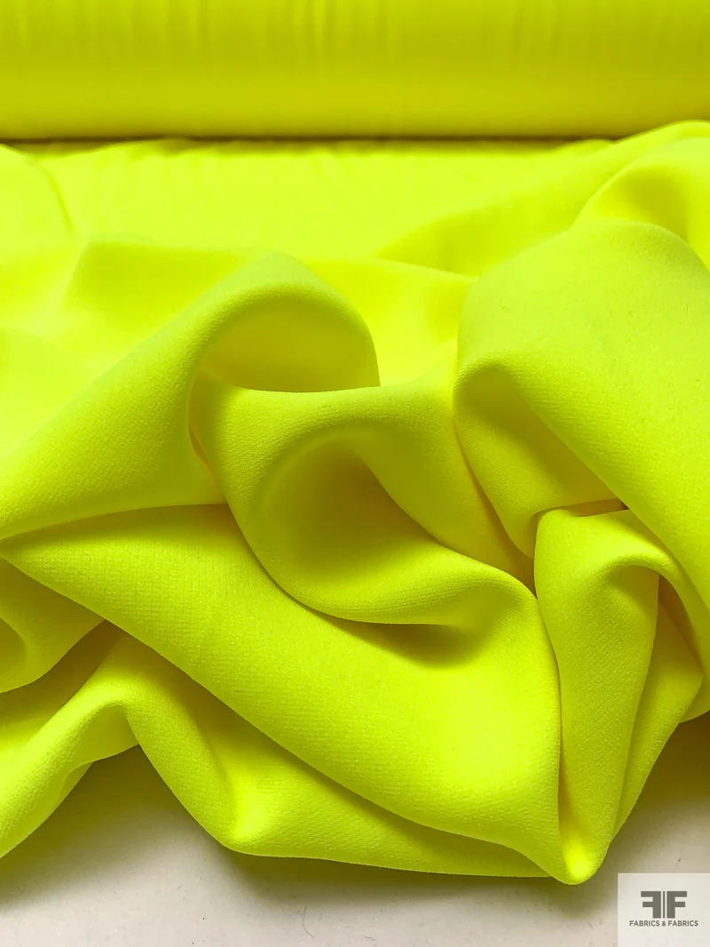 Solid Stretch Double Crepe - Fluorescent Yellow