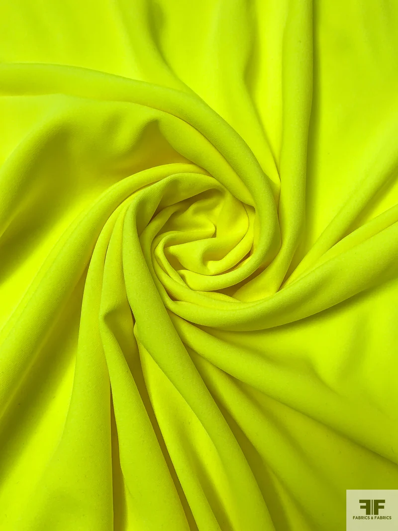 Solid Stretch Double Crepe - Fluorescent Yellow
