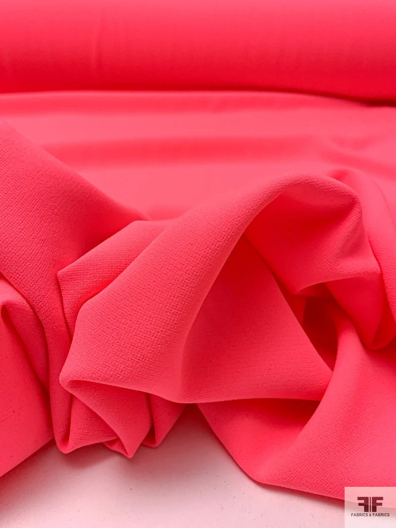 Solid Stretch Double Crepe - Neon Coral