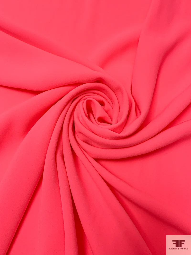 Solid Stretch Double Crepe - Neon Coral