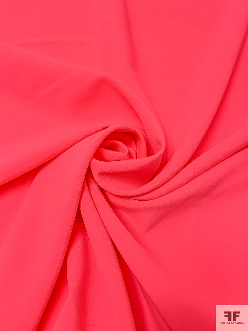 Solid Stretch Double Crepe - Fiery Coral