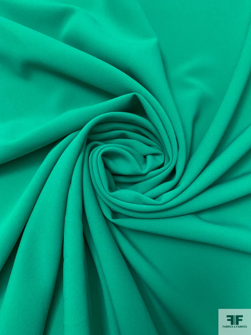 Made in Spain Solid Stretch Double Crepe - Ocean Green