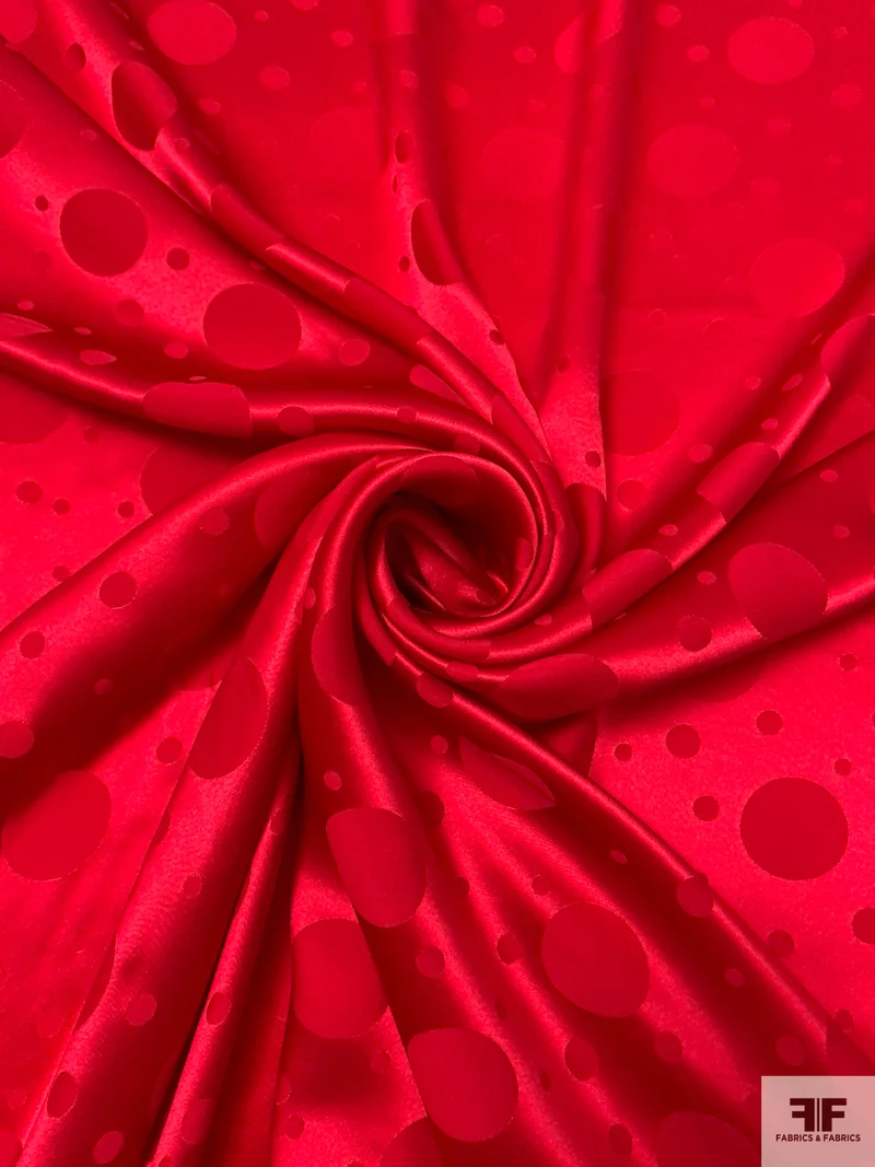 Circles Jacquard Silk Charmeuse - Red