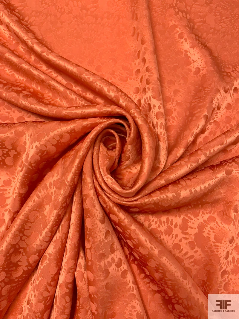 Circles and Spots Jacquard Silk Charmeuse - Burnt Orange