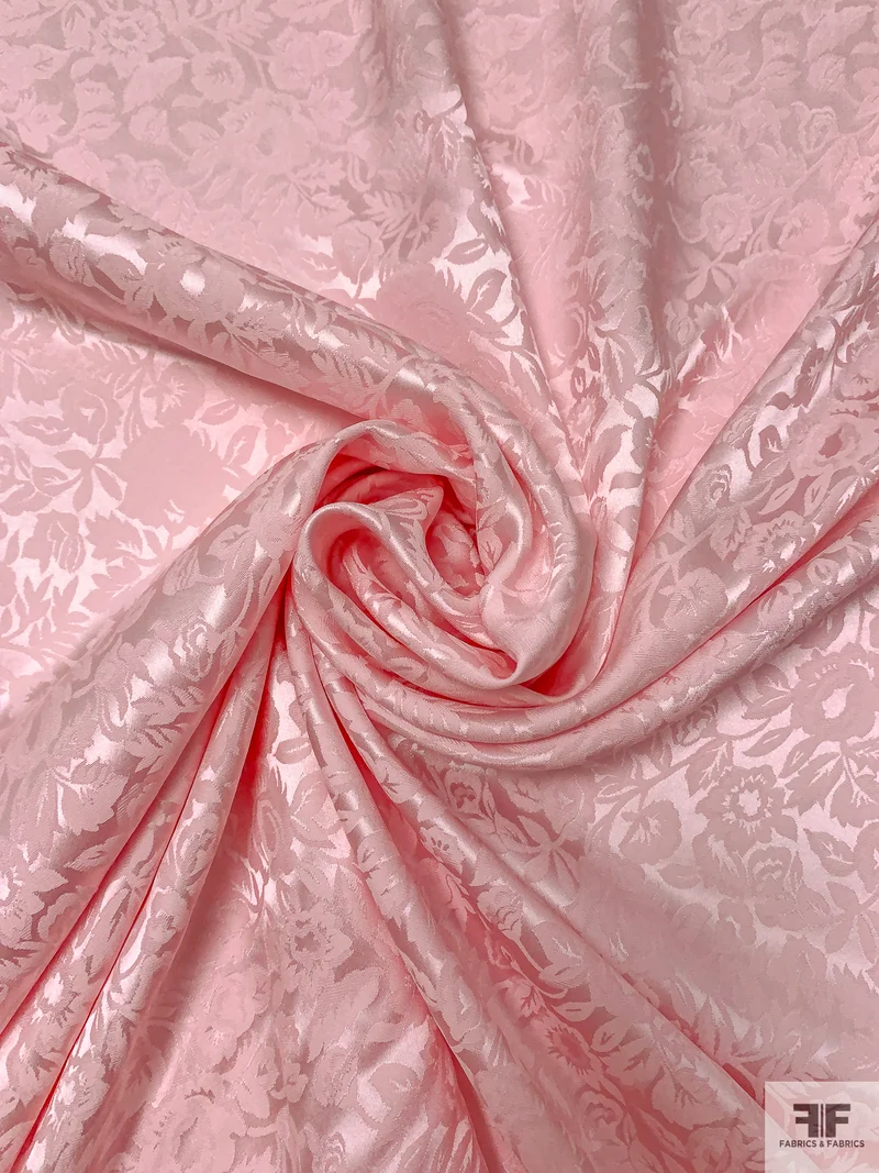 Floral Jacquard Silk Charmeuse - Pink