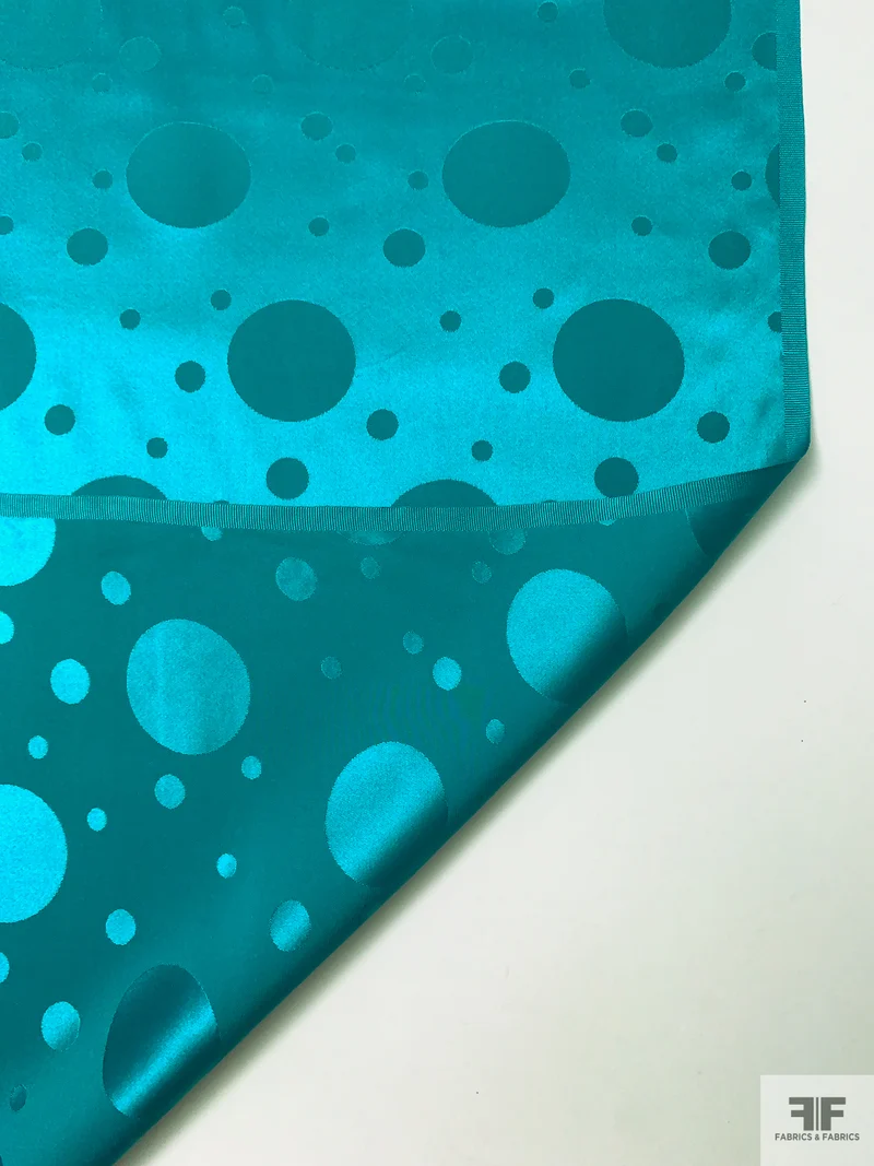 Circles Jacquard Silk Charmeuse - Teal