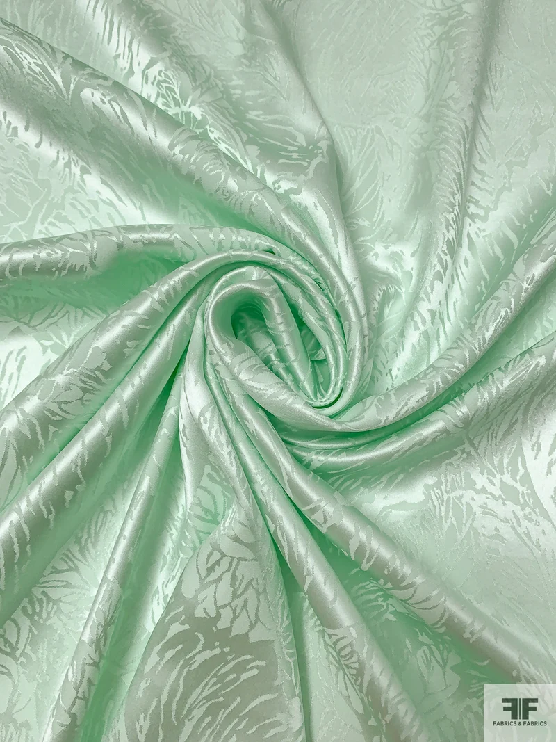 Leaf Jacquard Silk Charmeuse - Mint
