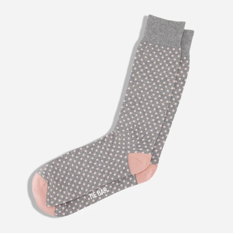 Pindot Soft Grey Dress Socks