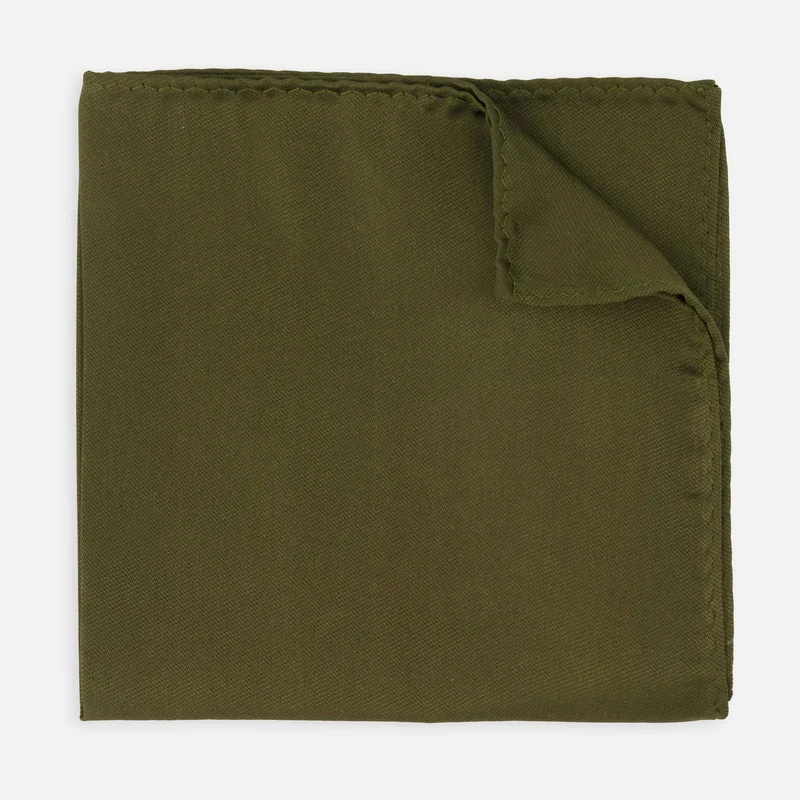 Mumu Weddings - Desert Solid Rich Olive Pocket Square