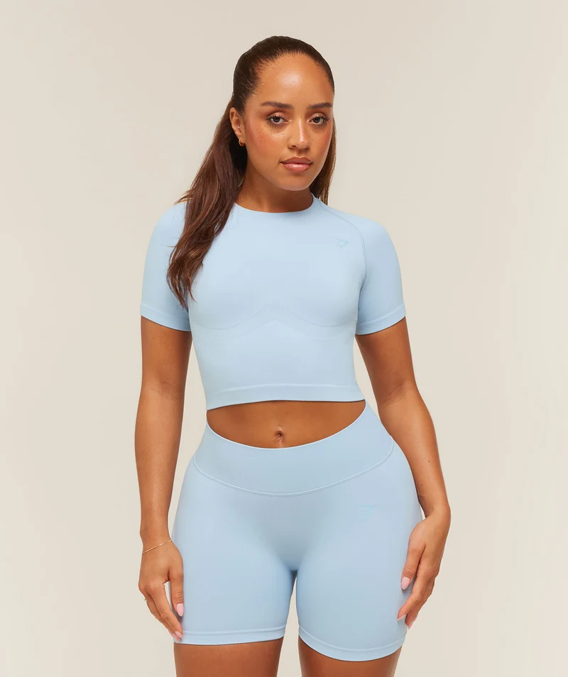 Gymshark Lift Seamless Short Sleeve Top - Chilled Blue