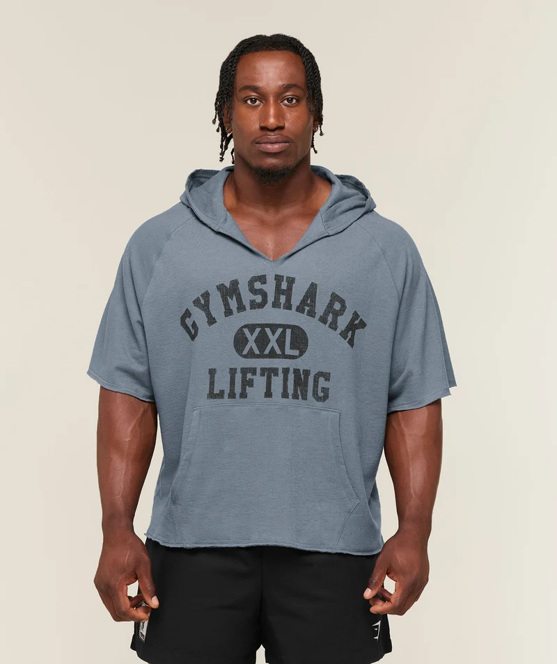 Gymshark Summer Pump Cover Short Sleeve Hoodie - Iron Blue