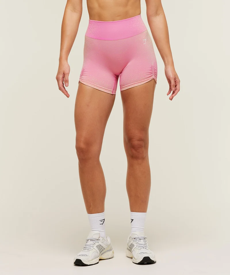 Gymshark Blush Seamless Shorts - Focus Pink/Sorbet Yellow