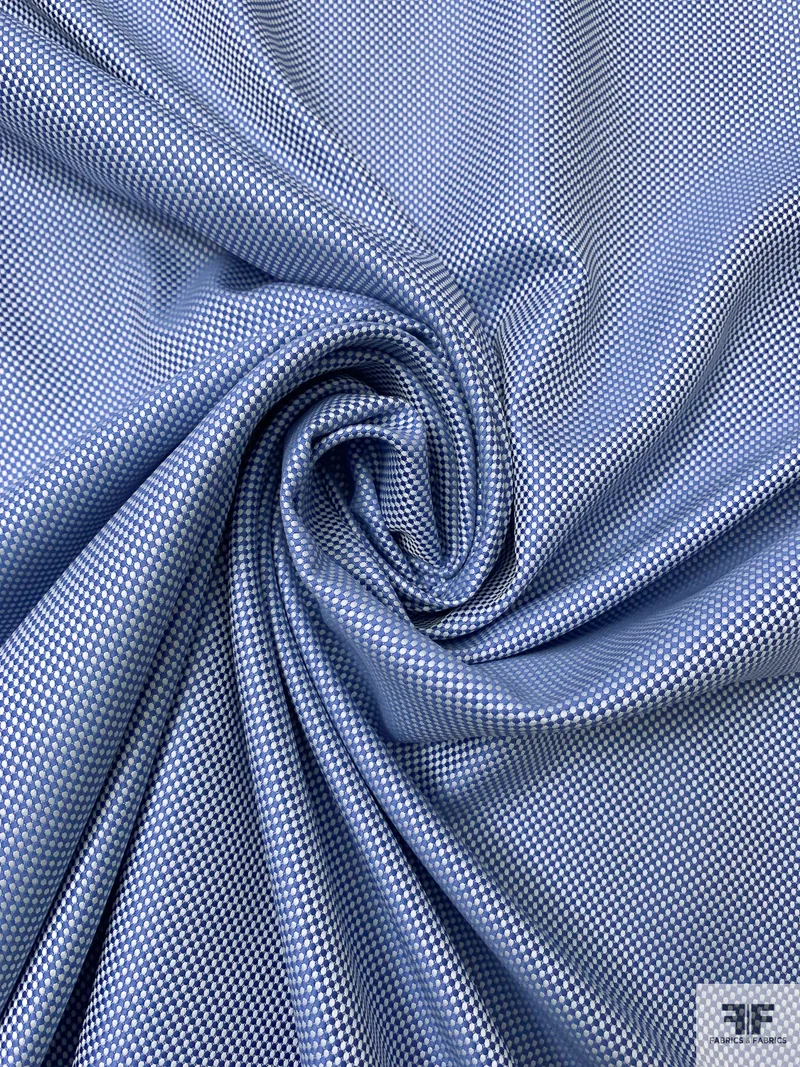 Italian Yarn-Dyed Basketweave Heavy Cotton Shirting - Blue / White