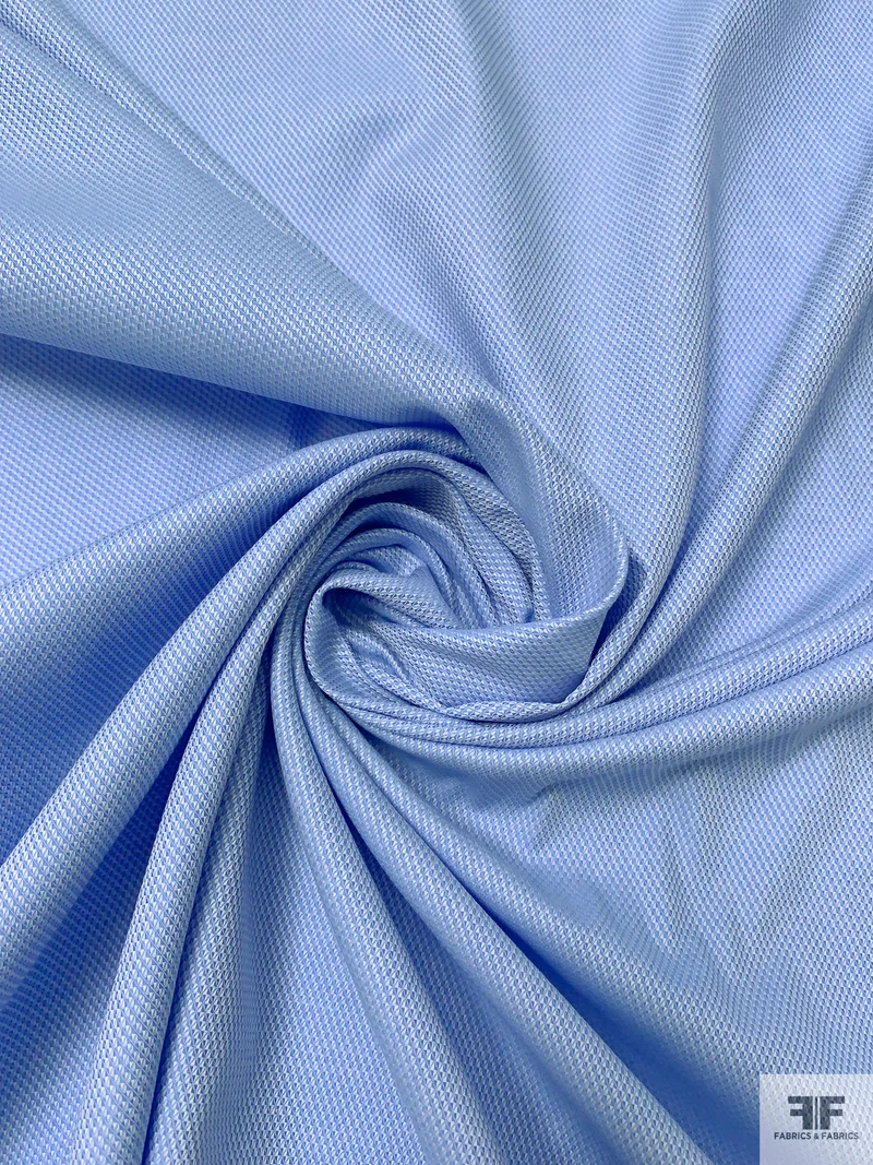 Italian Yarn-Dyed Pique Cotton Shirting - Soft Blue / White