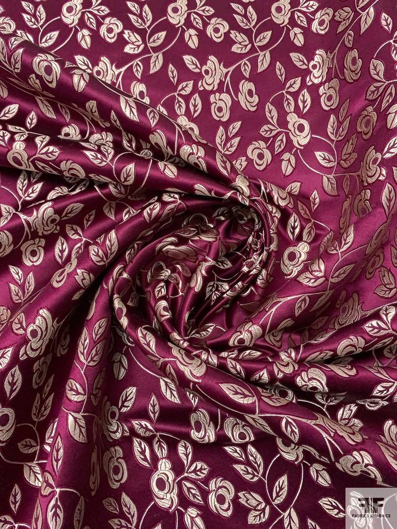 Vine Floral Chinese Brocade - Grape Purple / White-Gold