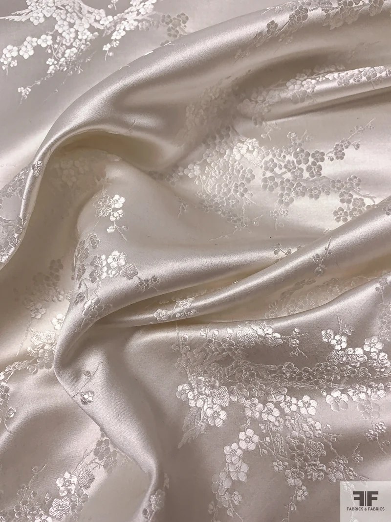 Romantic Floral Chinese Brocade - Off-White