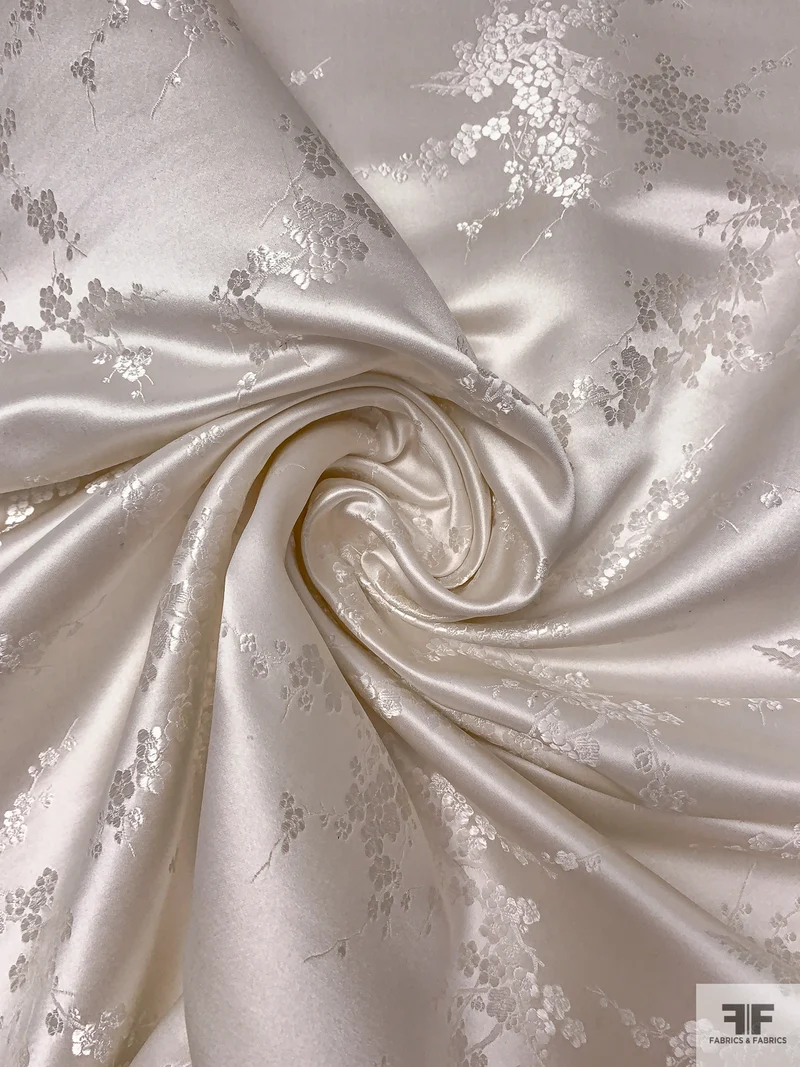 Romantic Floral Chinese Brocade - Off-White