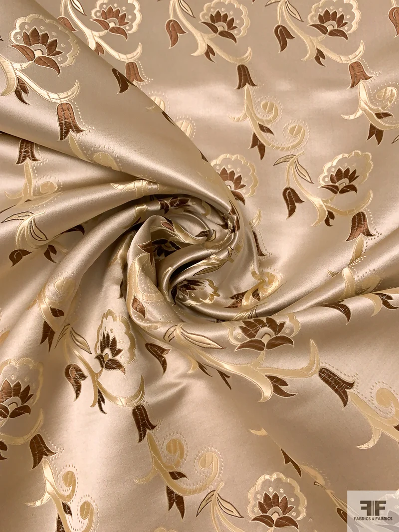 Floral Paisley Chinese Brocade - Smokey Taupe / Beige / Brown