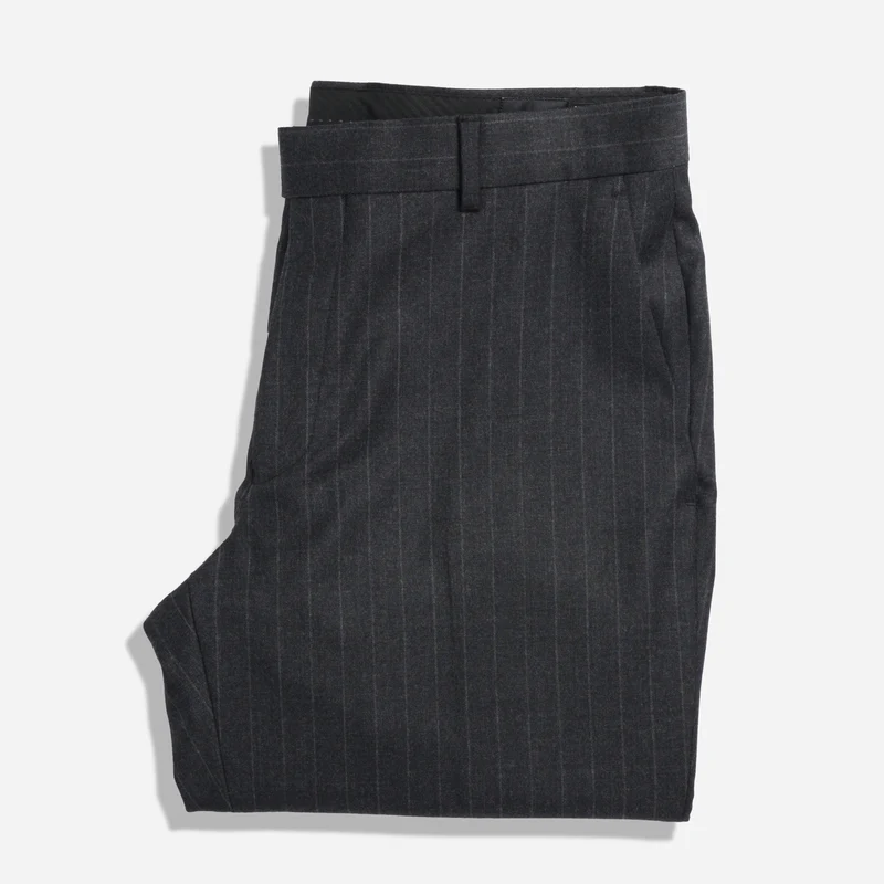The Lakeshore Wool Chalk Stripe Charcoal Pants