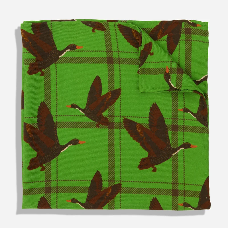 Wandawega Flock Plaid Lily Pad Pocket Square